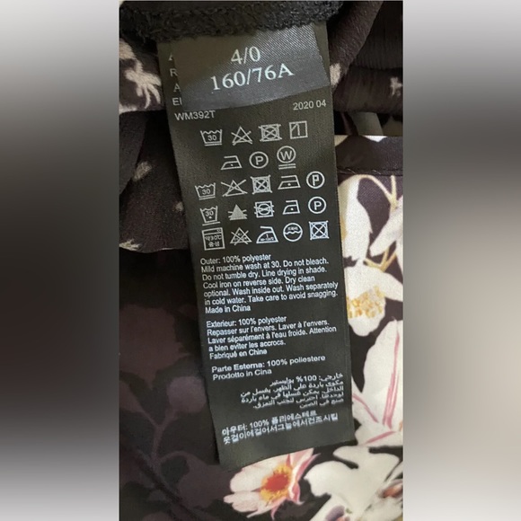 ALLSAINTS satin floral blouse, black/white, sheer with matching camisole, size 0 - Picture 11 of 12